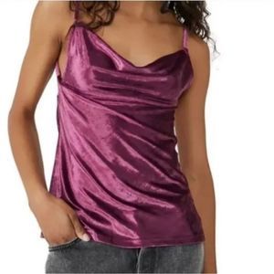 Free People All Night Velvet Tunic Tank Purple Fig Jam Size Small